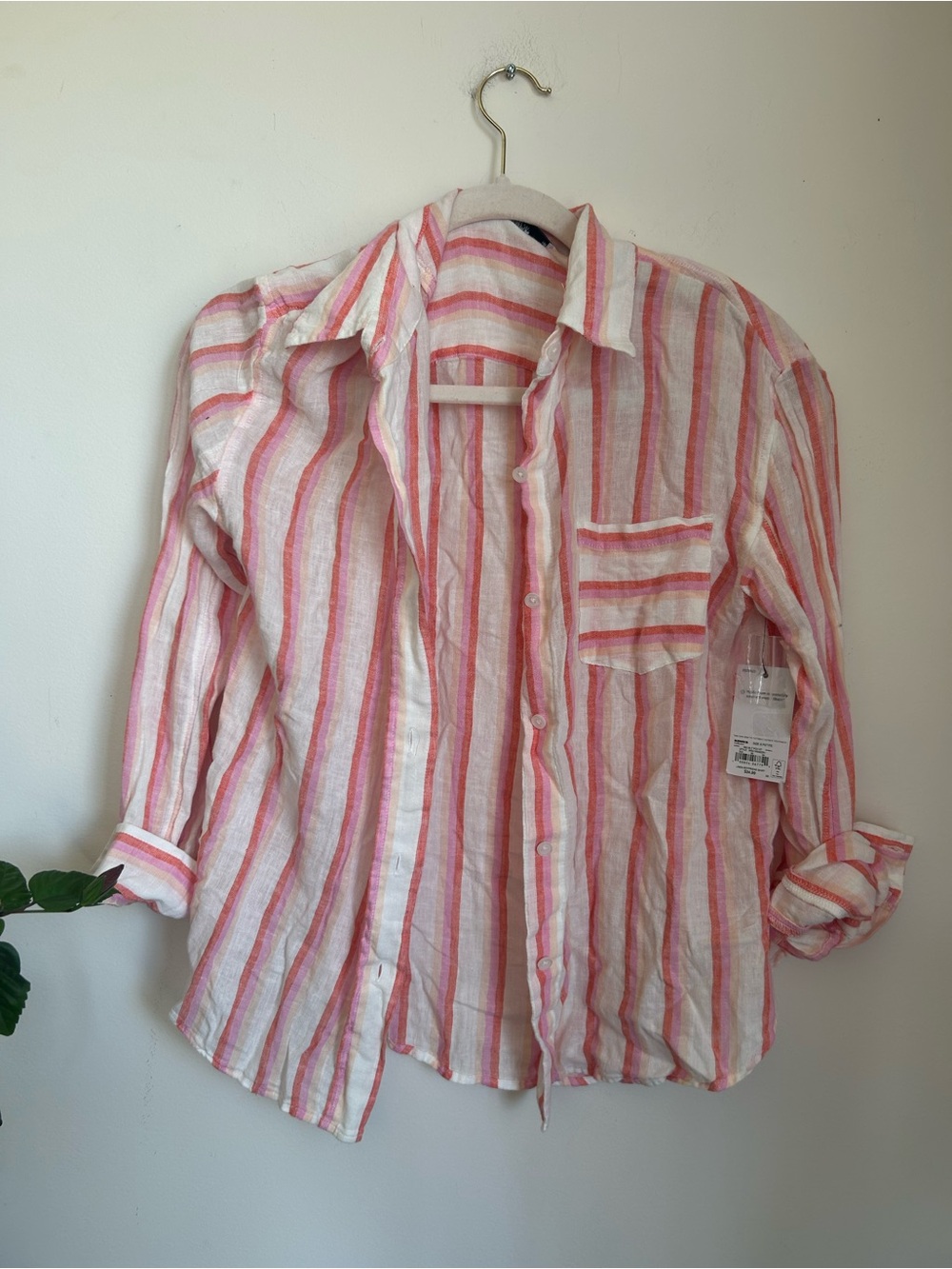Pink and White Striped Button-Up Shirt BNWT